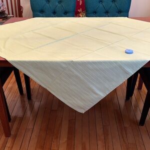 Green Tablecloth with Stitched Stripes